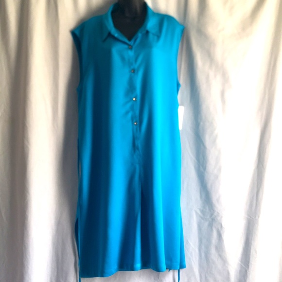 JustFab Sleeveless Pullover Dress with Shoe String Tie Belt - Picture 1 of 7